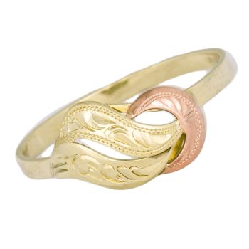 Zlatý prsten s ruční rytinou model 414 - žluto-červené zlato
