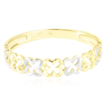 Prsten čtyřlístky ze žluto-bílého zlata
