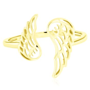 Působivý otevřený zlatý prsten Andělská křídla