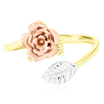 Otevřený prsten Růže ze žluto-bílo-růžového zlata