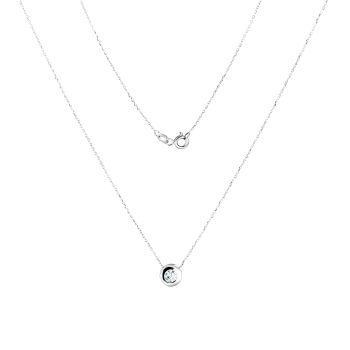 Minimalistický náhrdelník z bílého zlata se zirkonem ve stylu Solitér Ø 7,1 mm