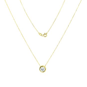 Zlatý minimalistický náhrdelník se zirkonem ve stylu Solitér