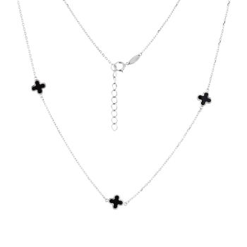 Zlatý náhrdelník Čtyřlístky s černými Onyxy