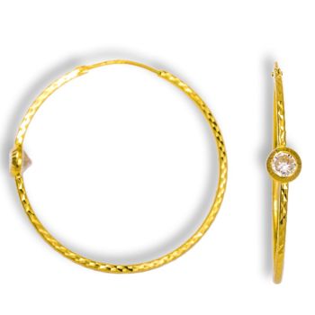 Atraktivní zlaté náušnice Kruhy se zirkonem, diamantový brus Ø 34 mm