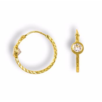 Zlaté náušnice Kruhy se zirkonem, diamantový brus Ø 28 mm
