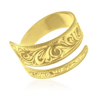 Působivý zlatý prsten s kvalitní ruční rytinou model 428