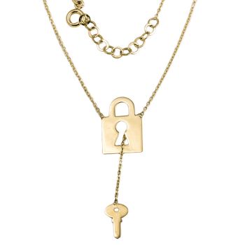 Řetízek s přívěskem - Zámek s klíčkem - náhrdelník