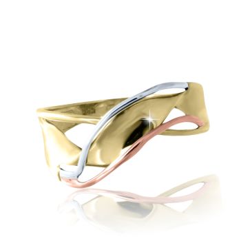 Dámský prsten z kombinovaného zlata - žluto-bílo-červený