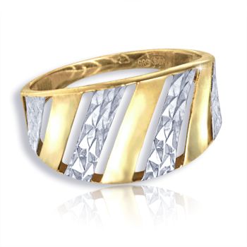 Zlatý prsten s diamantovým brusem - žluto-bílé zlato