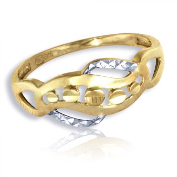 Zlatý prsten s diamantovým brusem - žluto-bílé zlato