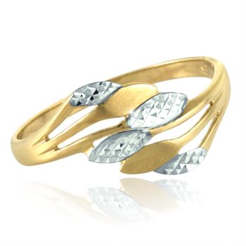 Zlatý dámský prsten zdobený diamantovým brusem - žluto-bílé zlato