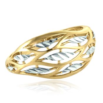 Zlatý dámský prsten prořezávaný gravírovaný - žluto-bílé zlato