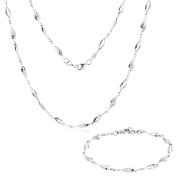 Souprava dámských šperků z bílého zlata - náhrdelník a náramek