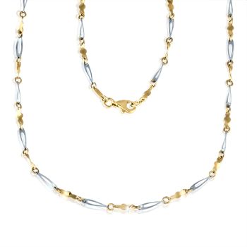 Zlatý dámský náhrdelník s prořezávanými články - hladký, žluto-bílé zlato