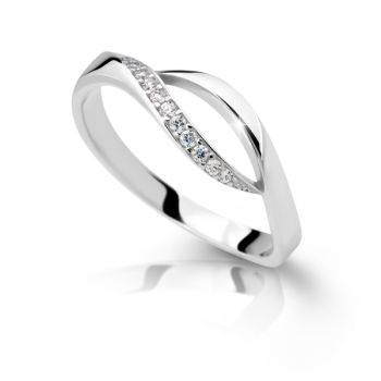 Prsten z bílého zlata s čirými zirkony Danfil model 2346