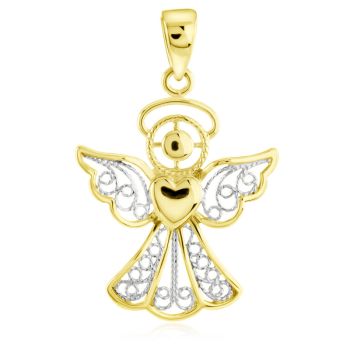 Zlatý přívěsek Anděl, zdobený filigrány