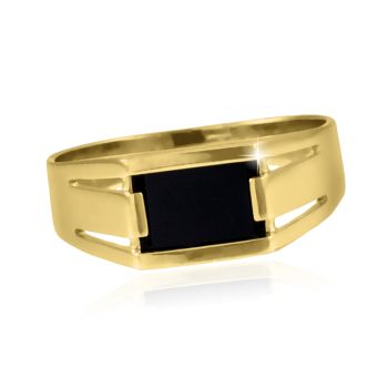 Pánský zlatý prsten s onyxem model 1742