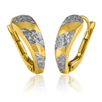 Zlaté náušnice žluto-bílé zdobené diamantovým brusem