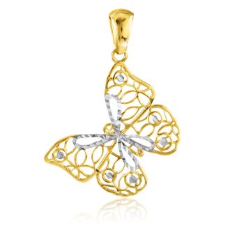 Zlatý přívěsek Motýl zdobený prořezávanými ornamenty