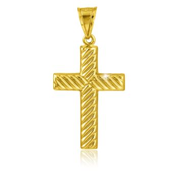 Zlatý plastický přívěsek kříž