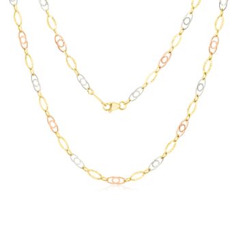 Článkový náhrdelník ze žluto-bílo-růžového zlata