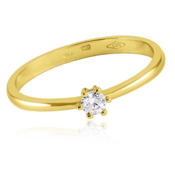 Zlatý zásnubní prsten se zirkonem Zodiax
