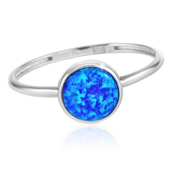 Prsten z bílého zlata s modrým opálem Ø 7 mm