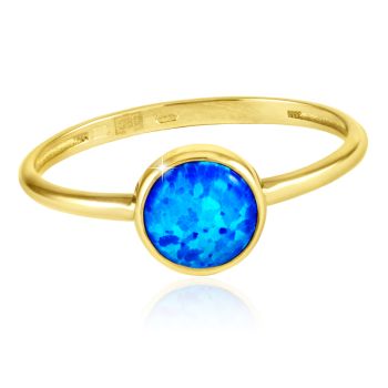 Zlatý prstýnek s modrým opálem Ø 6 mm