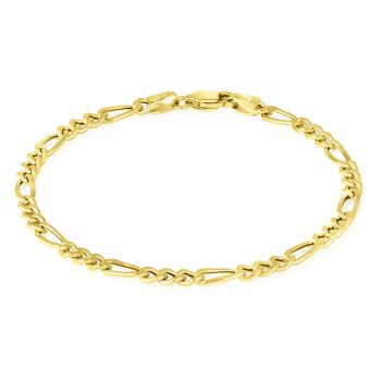 Luxusní masivní zlatý náramek vzor Figaro 3+1- šířka 3,9 mm, dutý