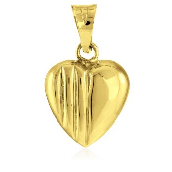 Zlatý přívěsek srdce - oboustranně plastický