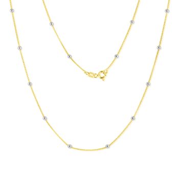 Zlatý náhrdelník (vzor Wheat) s korálky z bílého zlata 