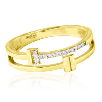 Elegantní zlatý prsten se zirkony