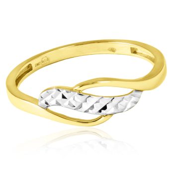 Prsten ze žluto-bílého zlata s diamantovým brusem