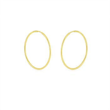 Zlaté náušnice Kruhy Ø 30 mm - hladké, kulatý profil