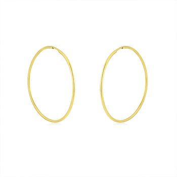 Zlaté náušnice Kruhy Ø 40 mm - hladké, kulatý profil