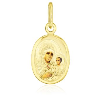 Zlatý přívěsek Madonka s dítětem - barevný akrylový potisk