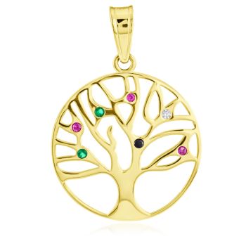 Zlatý přívěsek strom života s barevnými kamínky