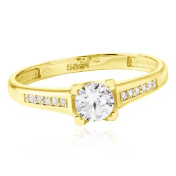 Zlatý zásnubní prsten stylu Side Stone