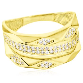 Elegantní masivní zlatý prsten se zirkony