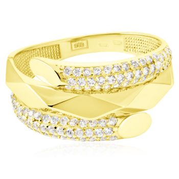 Trendy masivní zlatý prsten se zirkony