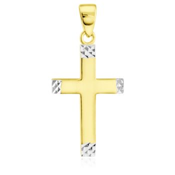Zlatý přívěsek křížek s diamantovým brusem