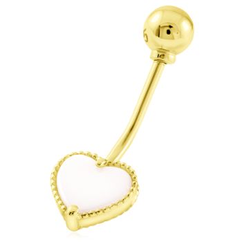 Zlatý piercing Srdíčko s korálem do pupíku ve stylu Vintage