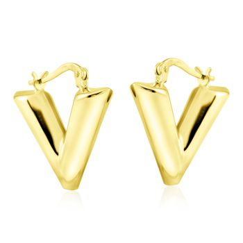 Atraktivní zlaté plastické náušnice Trojúhelníky