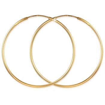 Zlaté náušnice Kruhy - Ø 4 cm, hladké, žluté zlato