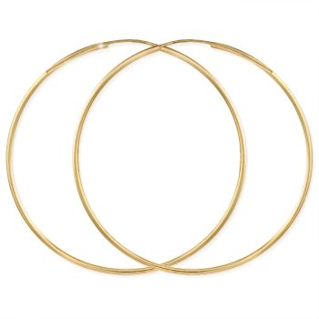 Zlaté náušnice Kruhy - Ø 5 cm, hladké, žluté zlato