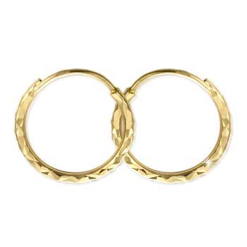 Zlaté náušnice Kruhy - Ø 1,5 cm, diamantový brus, žluté zlato