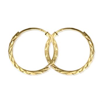 Zlaté náušnice Kruhy - Ø 1,7 cm, diamantový brus, žluté zlato