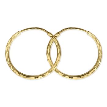 Zlaté náušnice Kruhy - Ø 2 cm, diamantový brus, žluté zlato