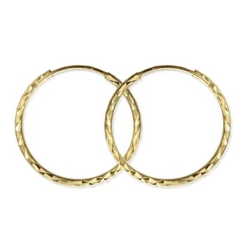 Zlaté náušnice Kruhy - Ø 2,5 cm, diamantový brus, žluté zlato