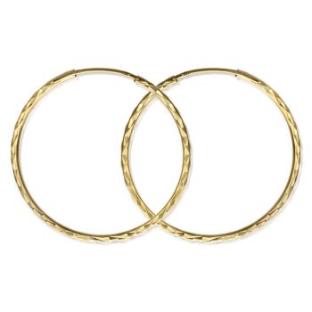 Zlaté náušnice Kruhy - Ø 3,5 cm, diamantový brus, žluté zlato